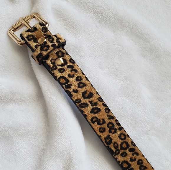 Leopard print belt with gold tone buckle - Picture 2 of 2